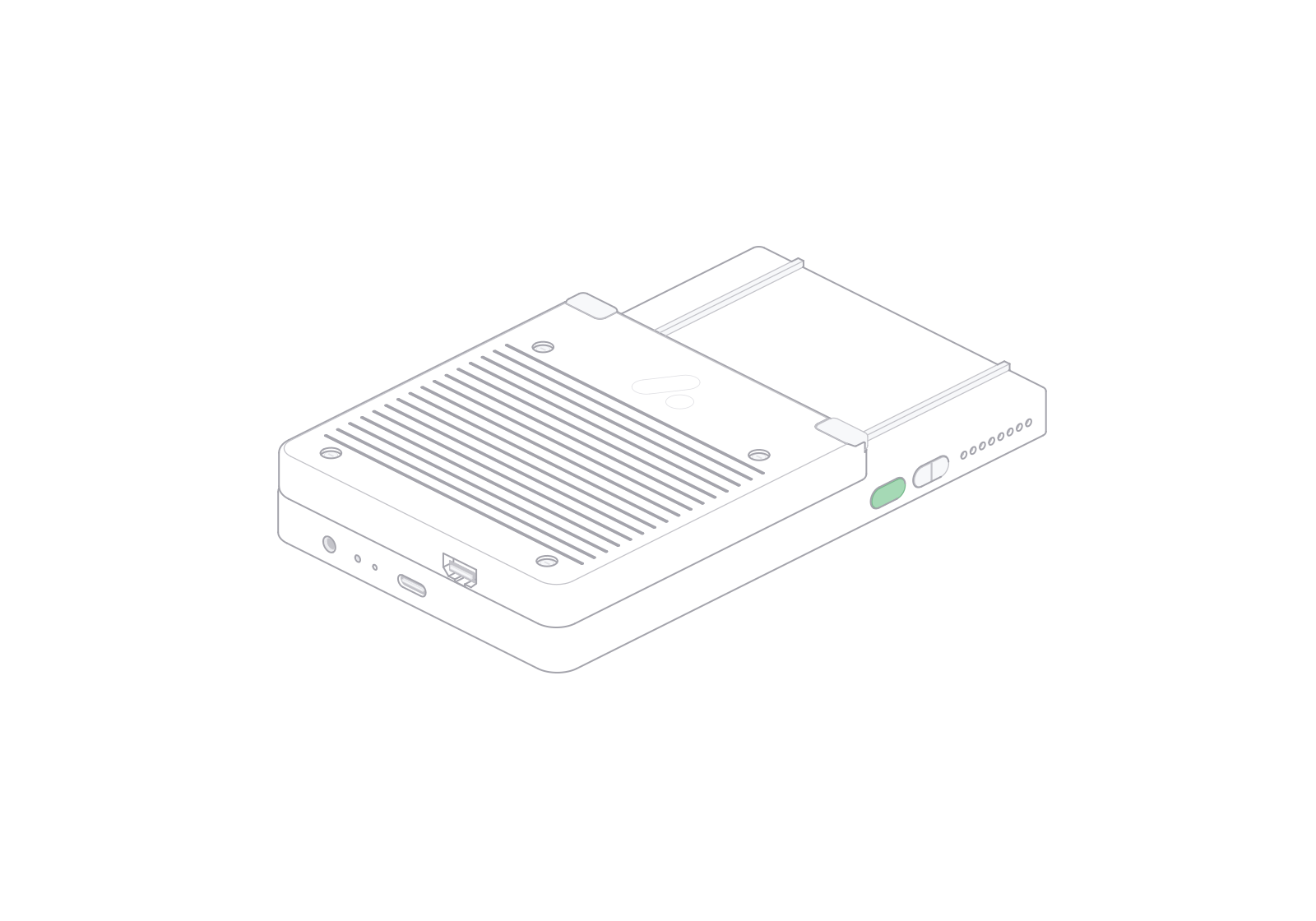 Analogue Pocket at a 180° turn in the fixed isometric view.