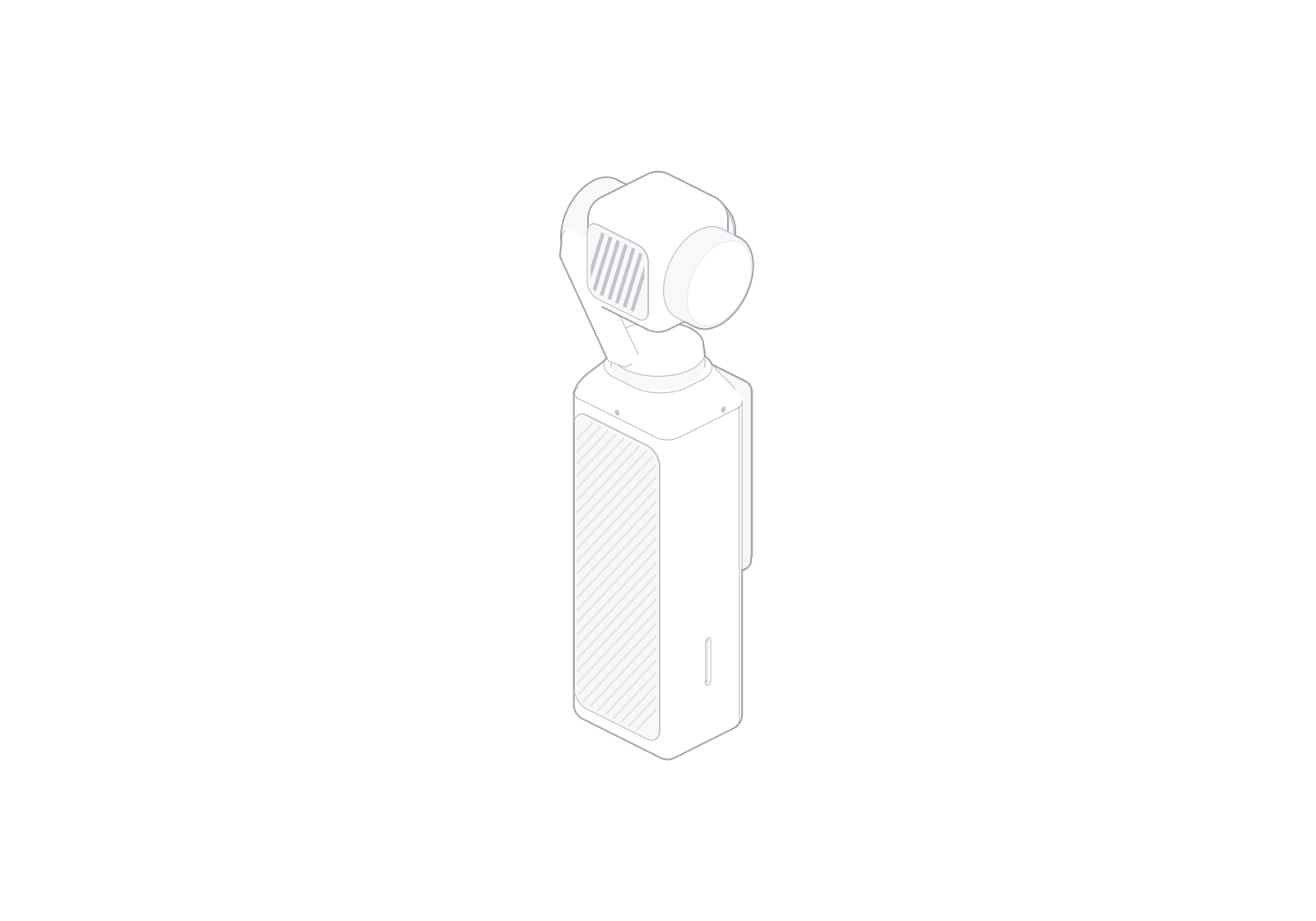DJI Osmo Pocket 3 at a 180° turn in the fixed isometric view.