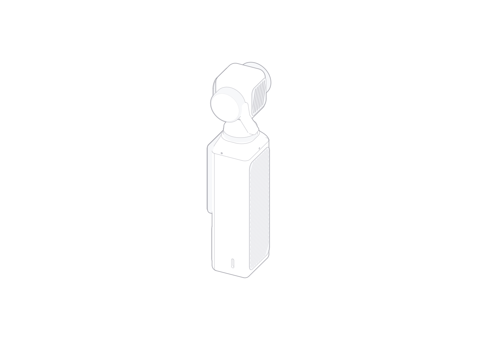DJI Osmo Pocket 3 at a 72° turn in the fixed isometric view.