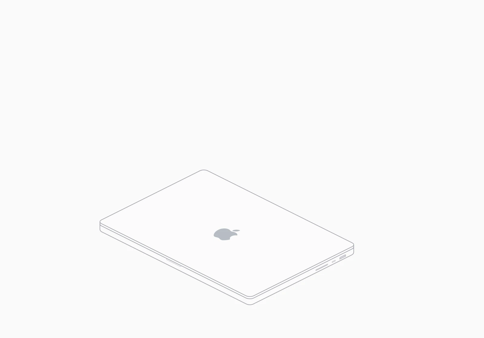 Closed MacBook Pro isometric outline with the lid resting on the base