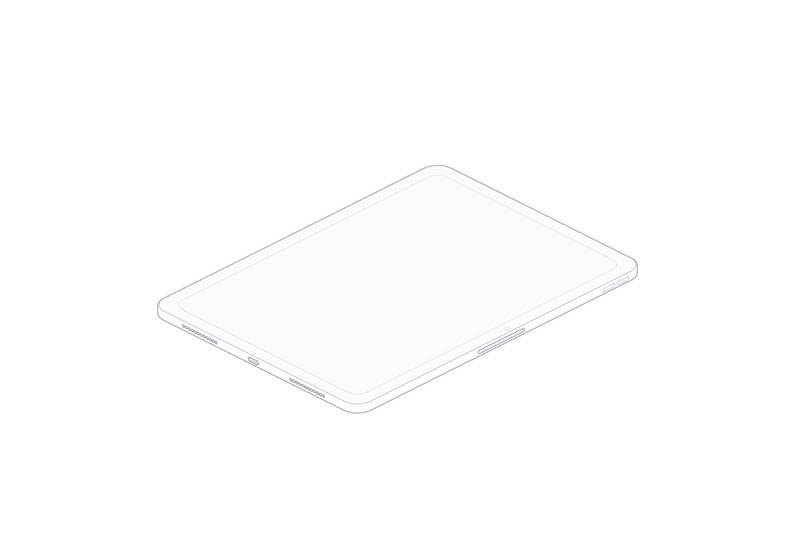 iPad Air 11-inch at a 0° turn in the fixed isometric view.