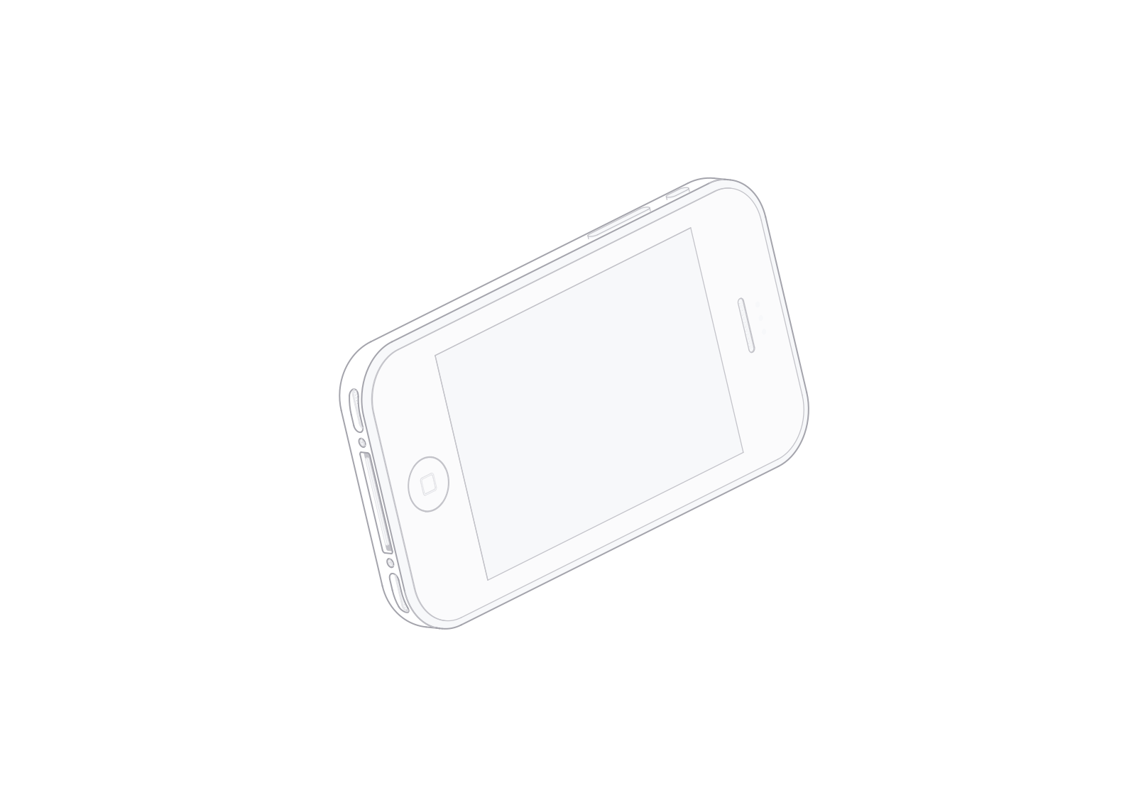 固定等轴测视角下 72° 旋转的iPhone 3GS线稿。