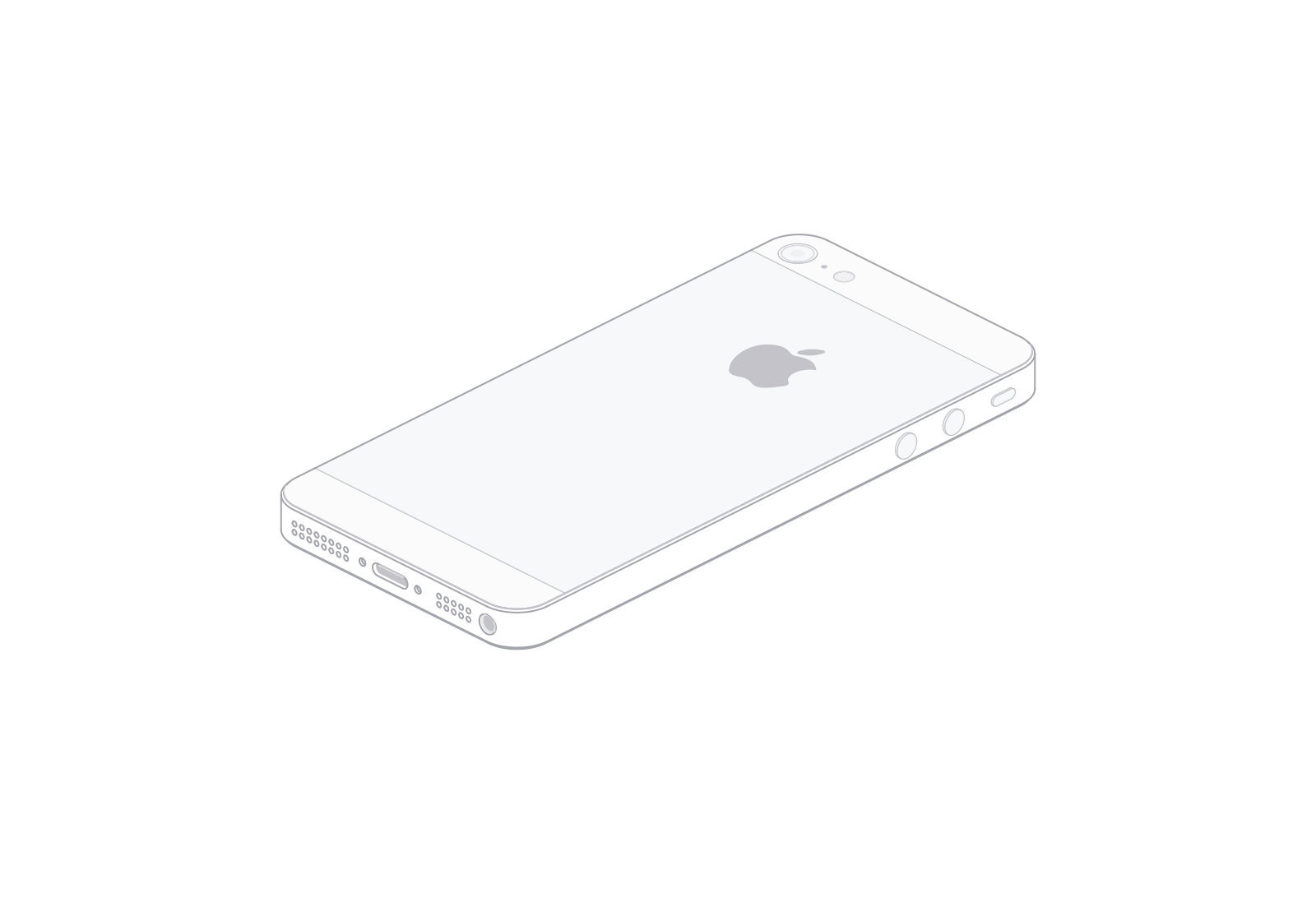 iPhone 5 at a 180° turn in the fixed isometric view.