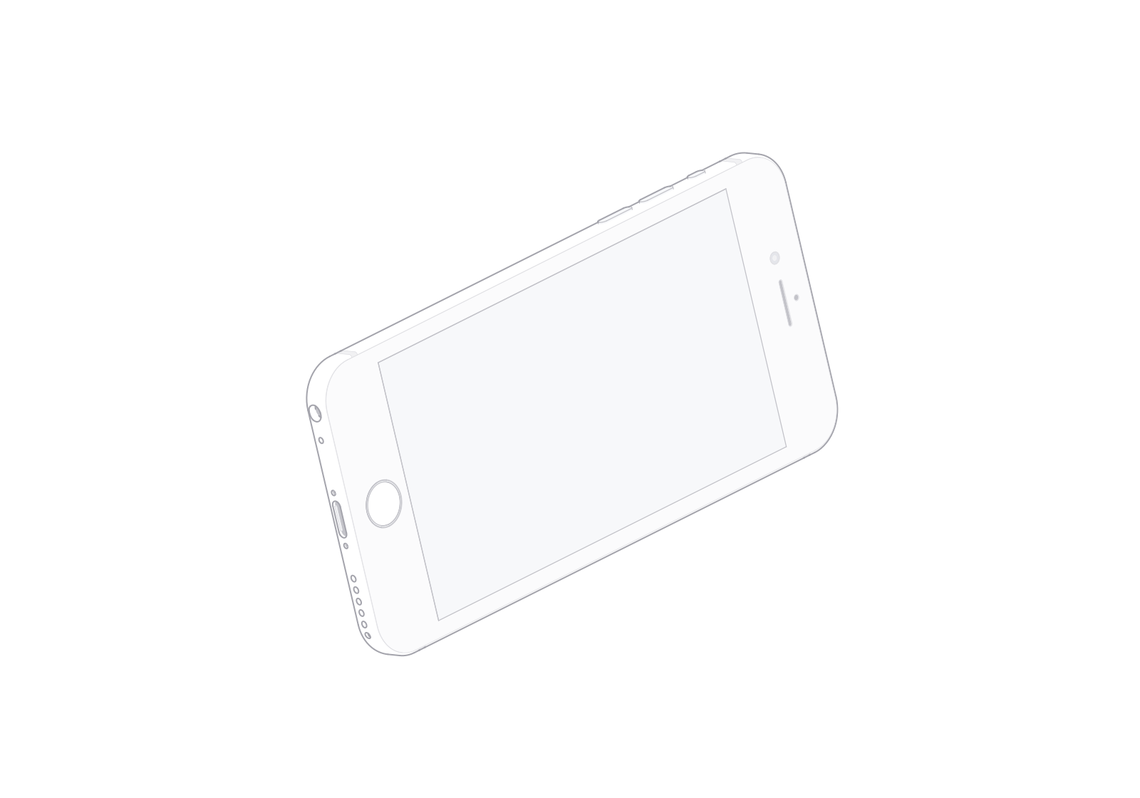 iPhone 6 line art at a 72° turn in the fixed isometric view.
