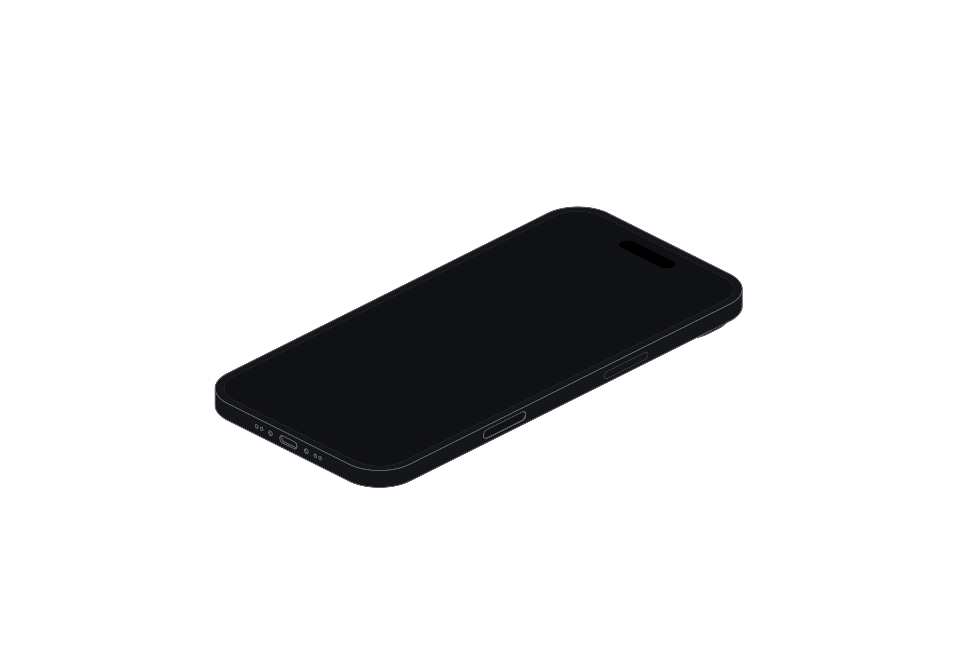 Dark-theme iPhone Air illustration with the same slim side profile