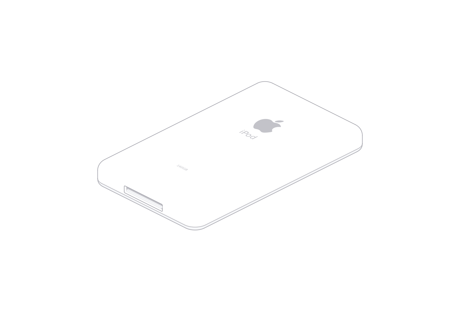 iPod classic 2009 at a 180° turn in the fixed isometric view.