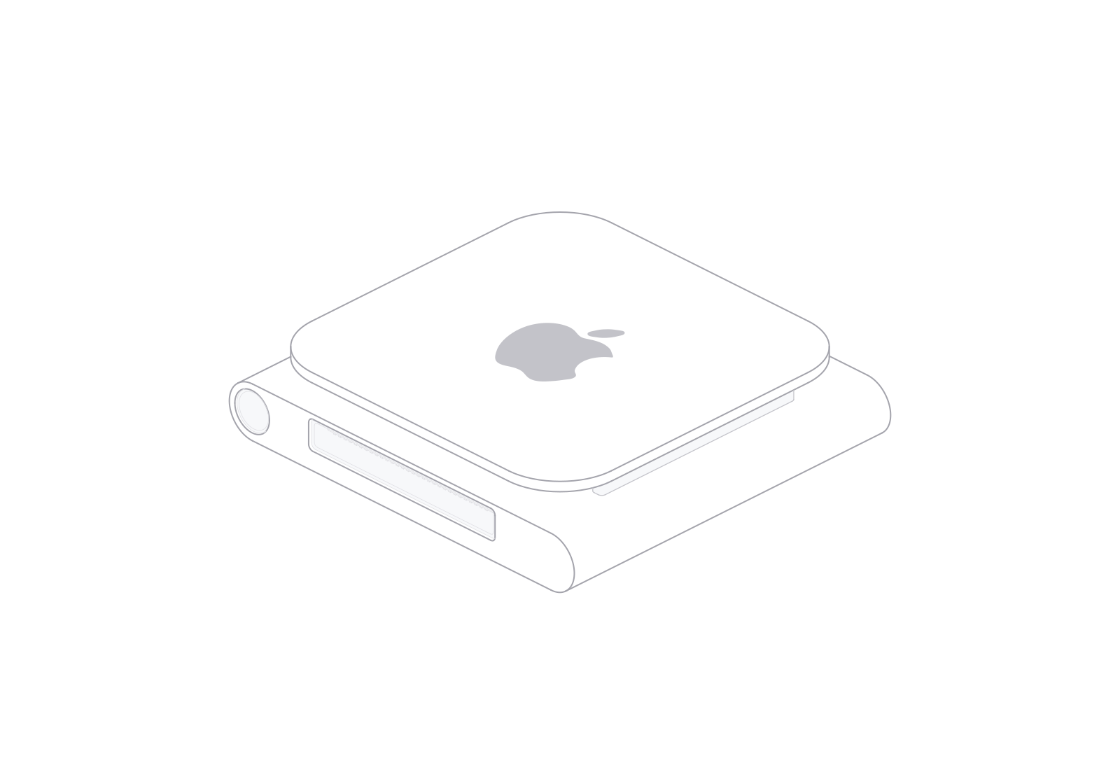 iPod nano 6 line art at a 180° turn in the fixed isometric view.