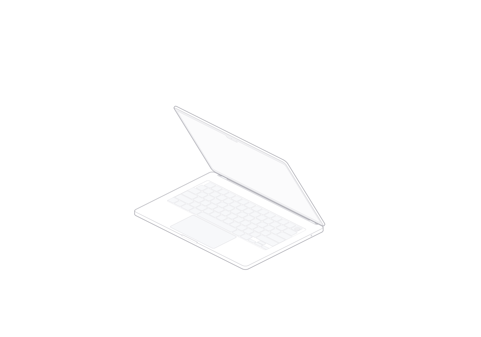 MacBook Air 13-inch with the lid open at 60 degrees.