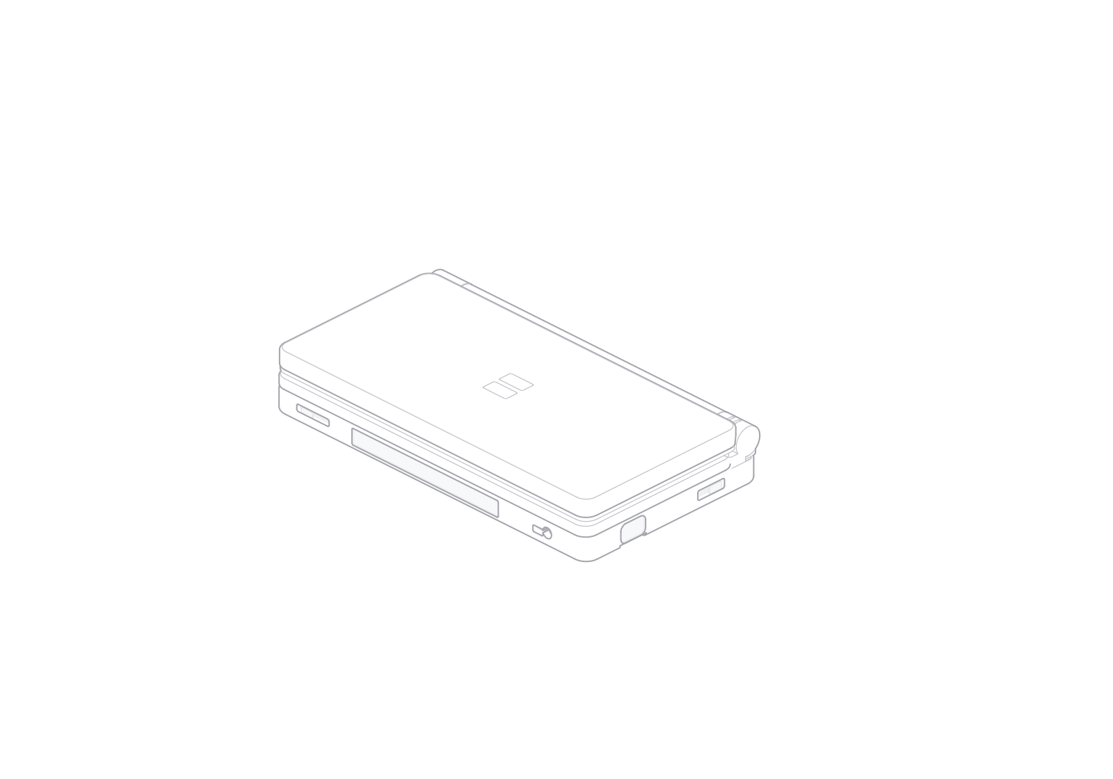 Nintendo DS Lite 合盖线稿，可见外侧上盖。